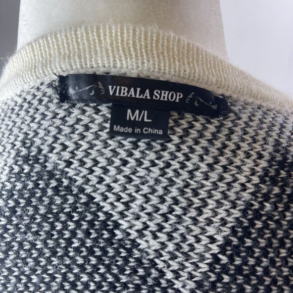 Women's Kimono Wrap Sweater Lagenlook Boho Open Fringe Chevron Size M/L Cozy - Picture 8 of 8